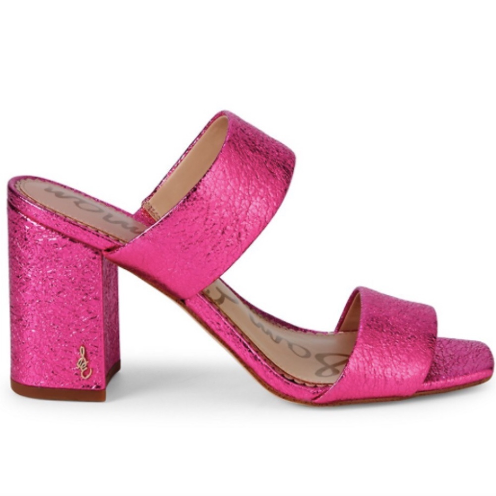 Sam Edelman Delaney Metallic Leather Pink Mules